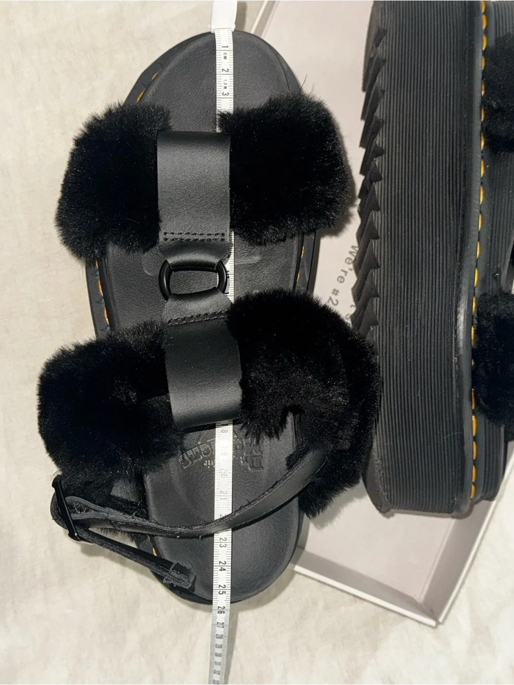 Dr. Martens Francis faux fluffy fur platform sandals sz 7